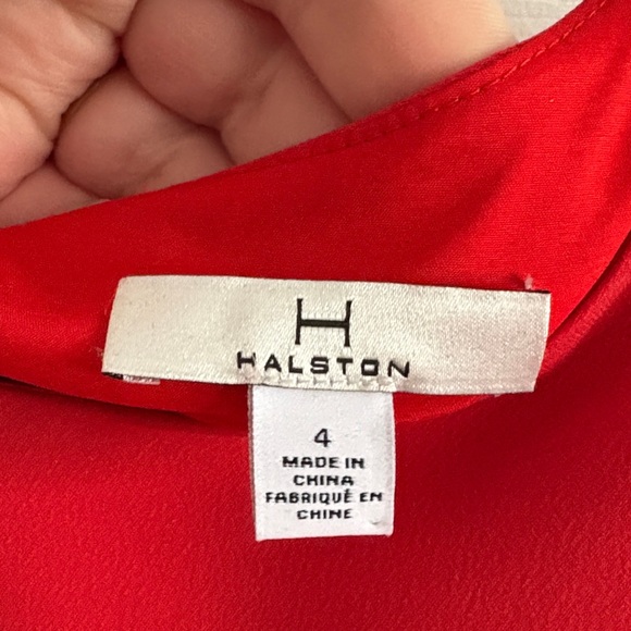 H by Halston Red Orange Maxi Dress Cutout Back Flutter Cape Sleeves Size 4 - Picture 3 of 12